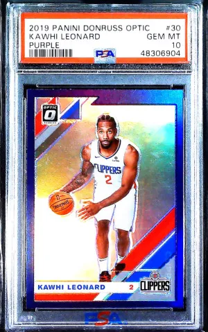 Kawhi Leonard 2019 Panini Donruss Optic Purple #30 PSA 10 front